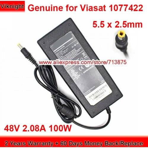 Genuine 1077422 100W Charger for Viasat 48V 2.08A AC Adapter with 5.5 x 2.5mm Plug Power Supply