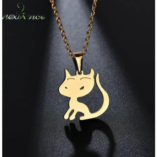 Nextvance Cartoon Cat Pet Pendant Necklace Pussy Cats Animal Stainless Steel Necklaces for Women Creative Gift Jewelry
