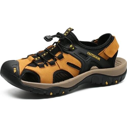 Dgb5Beach Sandalias Male Breathable Design Water Sneakers Summer Outdoor Genuine Leather Casual Sports Sandals Men Roman Trekkin
