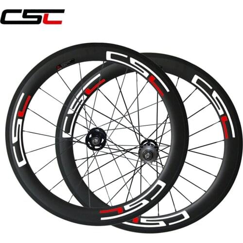 CSC U Shape 25mm Width 60mm Tubular carbon Track bike wheels Novatec hub CN 424 or pillar1420 spokes