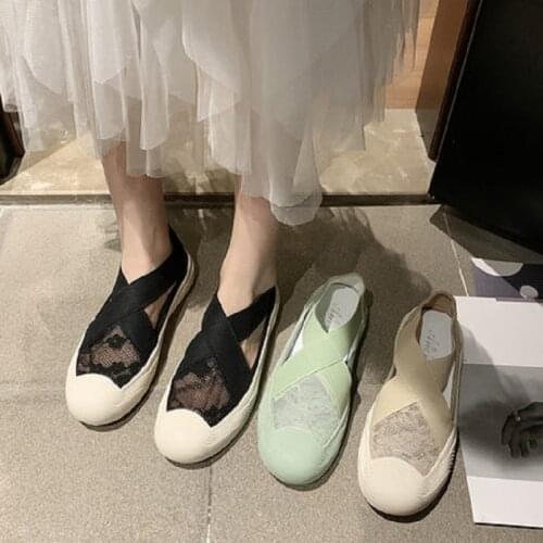 Lace Mesh Breathable Casual Shoes Spring And Summer New Style Comfortable Flat Bottom All-Match Large Size Ladies Single Shoes