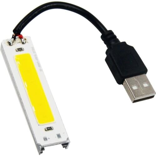 Hot sale 60mm 15mm LED COB Strip 2W 5V DC Warm White Cold white COB LED with connector and USB for DIY Bicycle work lamp light