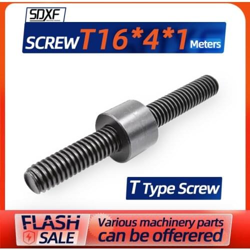 T type screw rod T16 pitch 4mm length 1000mm the diameter 16mm right left hand with round flang nut