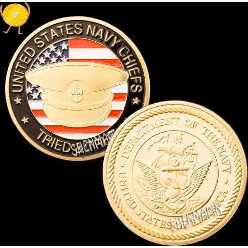 United States Navy Chiefs Commemorative Coin USN Department of The Navy Cap Coins Collectibles Honor Medal Challenge Coin