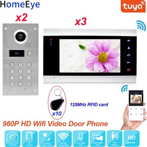 TuyaSmart App Remote Control WiFi IP Video Door Phone Video Intercom 2-3 Access Control System Waterproo Code Keypad RFID Card