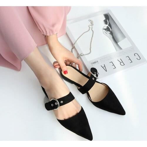 2019 new pointed toe half slippers female summer wear fashion sandals flat bottom no heel lazy shoes