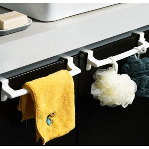 1PC Towel Hanger Towels Racks Over Kitchen Cabinet Door Towel Rack Bar Hanging Holder Bathroom Shelf Rack Home Organizer