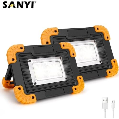 2*COB Portable Spotlight Super Bright Led Working Light USB Rechargeable Flashlight Outdoor Camping Lampe Built-in Battery