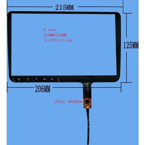 215*125 9 inch android universal DVD navigation capacitive touch screen IC:GT911/6 pin