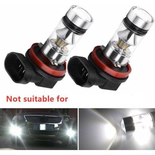 2X H8 H11 H16 6000K White 100W High Power LED Fog Light Driving Bulb DRL