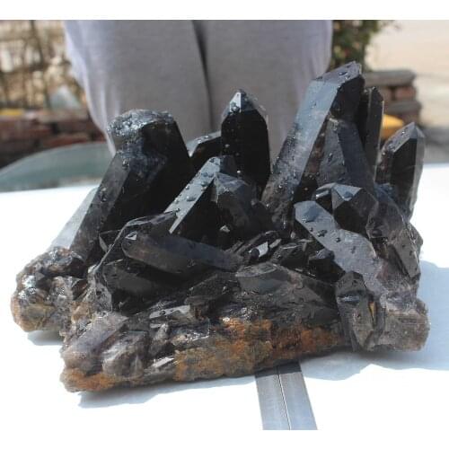 4700g Natural Black Quartz crystal cluster lucky decoration Healing Reiki Quartz Chakra Stone free shipping JB05