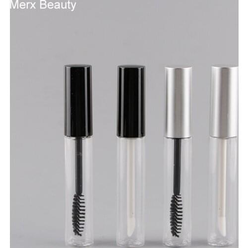 5/50PCS 10ML Clear Plastic Mascara Bottle With Silver/Black Cap Empty Round Lipgloss Tube,Portable Cosmetic Packing DIY Tool