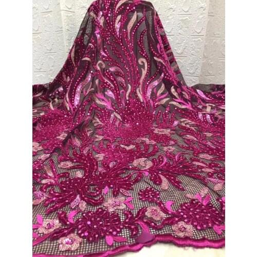 African sequin lace fabric 2021 high quality velvet lace royal blue Nigerian lace fabric wedding dress 5 yards D37371