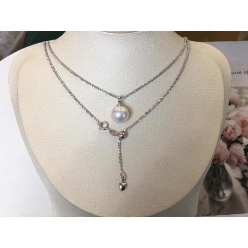 50CM Long 925 Sterling Silver Necklace Set Findings Jewelry Base Settings Mountings Parts for Akoya Edison Pearls, Coral, Jade