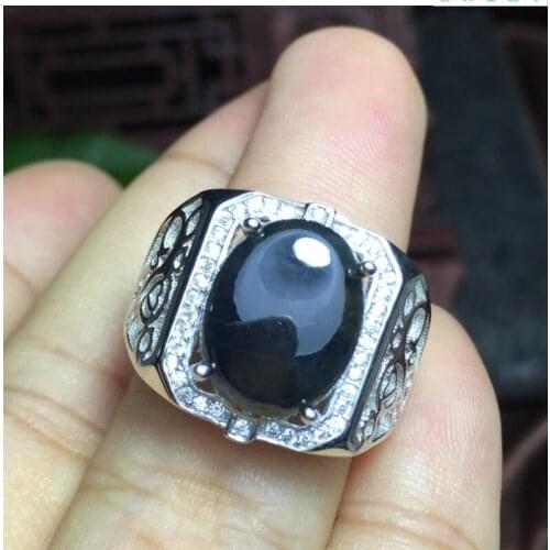 Free shipping Natural Sapphire Man Ring 925 sterling silver Wholesales Fine jewelry Natural Sapphire Man Ring 10*12mm