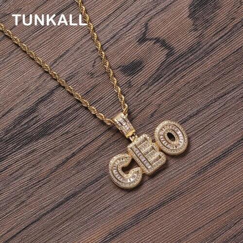 More Custom Letter Bling Bling Mens Pendants Letter Mirco Pave Prong Setting Zircon Hip Hop Necklace Jewelry CP15