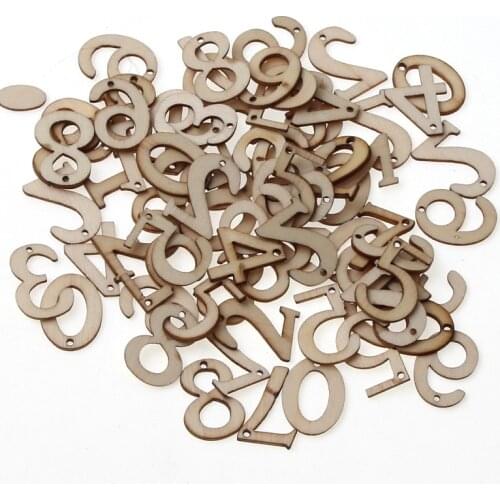 50pcs Unfinished Numeral Wood Slices For Kids Puzzle Scrapbooking Crafts DIY Home Decorative Wooden Handmade15x20mm