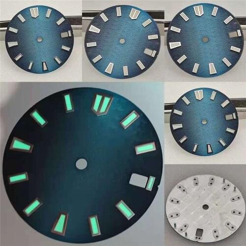 28.5MM Watch Parts for NH35A C3 Strong Green Luminous Shell Watch dial Gradient Surface Mechanical diving Movement