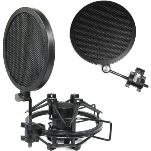 Besegad Double-layer Iron Mesh Microphone Mikrofon Mic Wind Screen Anti Pop Filter for Studio Recording Video Chat Broadcasting