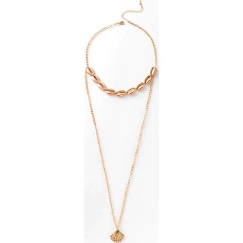 Fever&Free Most Popular Women Fashion Sea Beach Conch Shells Necklace Simple Bohemian Gold Chain Choker Pendant Necklace Jewelry