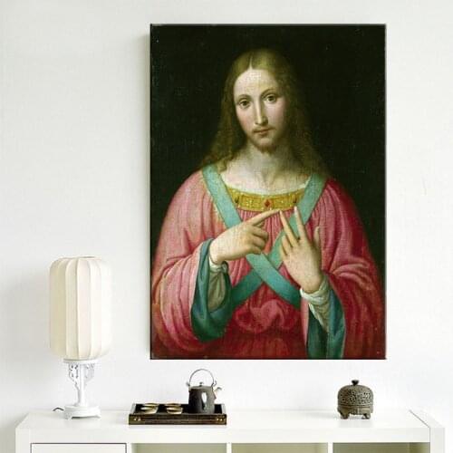 Leonardo da Vinci Reproduction The Bernardino Luini follower Famous Oil Painting Canvas Art Posters and Prints Wall Picture