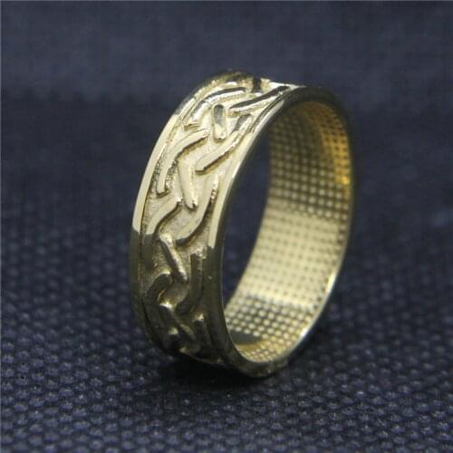 Drop Ship 7-13 Polishing Simple Golden Ring 316L Stainless Steel Party Mens Ring