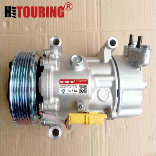 Sanden 6V12 AC Compressor for Citroen C2 C3 For Peugeot 206 307 9655191680 9684480480 9800822280 1450 1908 1449 1450F 9671456680
