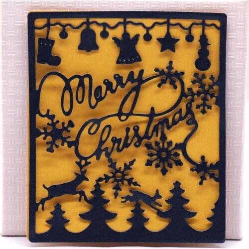 Merry Chirstmas Frame Metal Cutting Dies Scrapbooking Album Navidad Cards Making Crafts Embossing Stencil slimline Dies