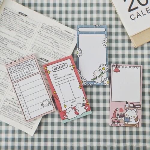 Cartoon Cat Daisy Cute Memo Pad 50 Sheets Long Style Notepad Message Paper Weekly Planner Stickers To Do List School Stationery