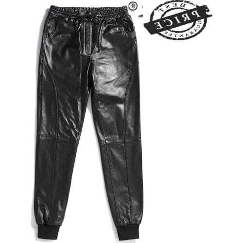 Genuine High Quality Leather Pants Men Cowhide Pants Korean Style Mens Trousers Autumn Winter 2021 Pantalon Cuir Moto 2a