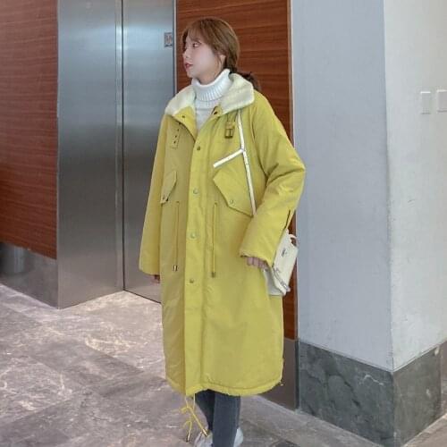 Luck A X-long Women Winter Down Jacket Loose Female Cold Faux Fur Coat Covered Button Casual Outwear Ladies Warm Thick Parkas