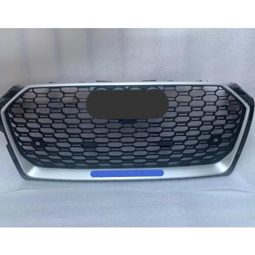 For RS5 Style Front Sport Hex Mesh Honeycomb Hood Grill Silver Frame Black Grill for Audi A5/S5 B9 2017-2018 car accessories