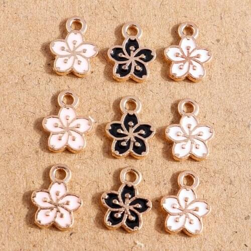 10pcs 9*12mm Alloy Enamel Flower Charms Pendants for Making Cute Necklaces Drop Earrings Bracelets DIY Handmade Jewelry Findings