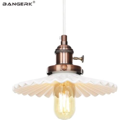Loft Decor Ceramic Pendant Light LED Edison Iron Switch Adjust Vintage Hanging Lamp Bedroom Home Pendant Lighting Luminaire