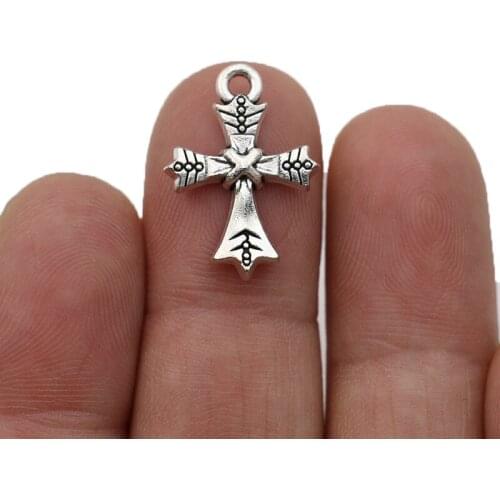 30PCS Silver Plated Cross Charms Pendants for Jewelry Making Bracelet DIY Accessories 22x15mm