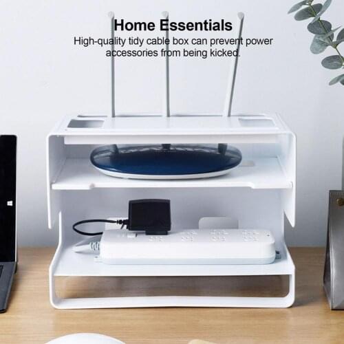 Dustproof Wifi Router Storage Box Desktop Socket Wire Organizer Box TV Set Top Rack Power Strip Hidden Finishing Box