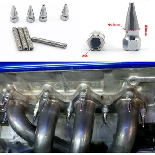 M8X1.25 Steel Metal Studs Exhaust Manifold Chrome Spikes Bolt Nuts For Honda Civic Acura Replaces Most 12mm Nuts
