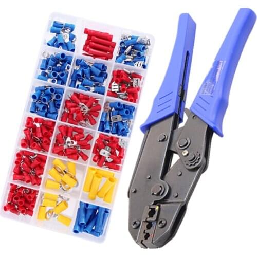 Terminals HS-30J 0.5-6mm2 Wire Crimping Pliers With 175/300pcs Insulation Terminals Sets Ratchet Pliers Electrical Hand Tools