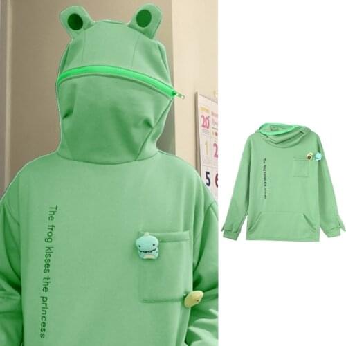 Unisex Long Sleeve Oversized Sweatshirt Cute Frog Stuffed Toys Hoodie Tunic Tops