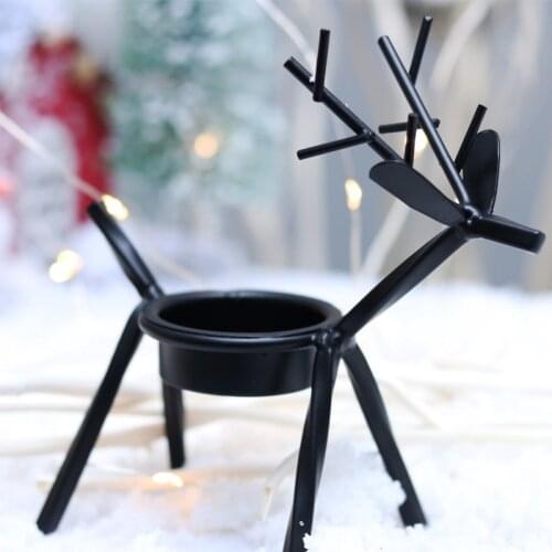 Creative Elk Bracket Candle Holder Deer Candlestick Iron Christmas Dinner Table Room Ornament For Xmas Home Decor 13.5x5x13.5cm