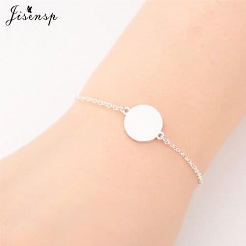 Jisensp Gold Color Solid Round Bracelets for Women Simple Adjustable Charm Bracelets Femme Fashion Jewelry Bangles Gift