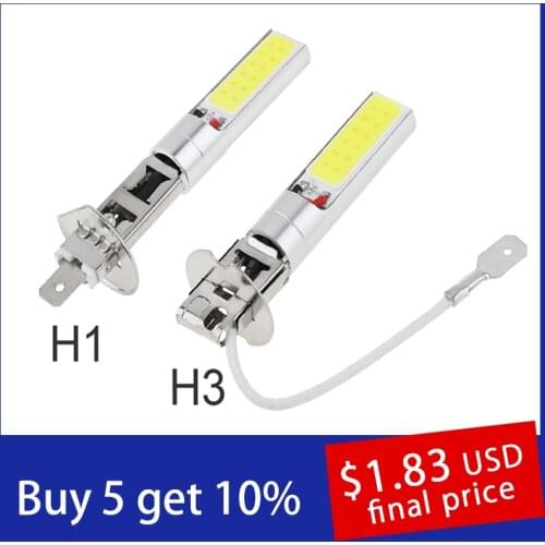 1Pc H1/H3 Canbus Super Bright LED Bulb White Car Fog Light Headlight COB 12V 20W 6000K Running Light Bulb Auto Motorcycle Lamps
