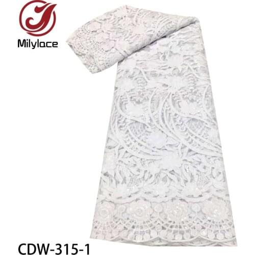 2020 High Quality Nigerian Lace Fabric Pure White African French Milk Silk Lace for Wedding Sew CDW-315