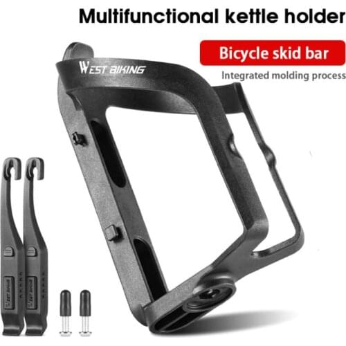 2021 West Biking 2 In1 Bicycle Cage Water Bottle With 2 Lever Tires Mtb Road Bottle Cage Cup Holder Bicycle Bottle Accessories