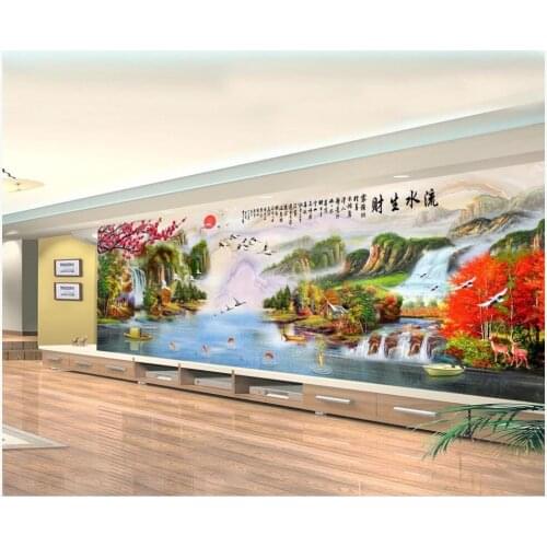 Custom photo 3d wallpaper Beautiful oil painting mountain stream water landscape decor 3d wall murals wallpaper for walls 3 d