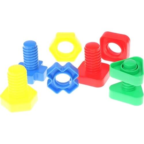 4 Pair Screw Building Blocks Plastic Insert Blocks Nut Shape Toys For Children Educational Toys Montessori Scale Models