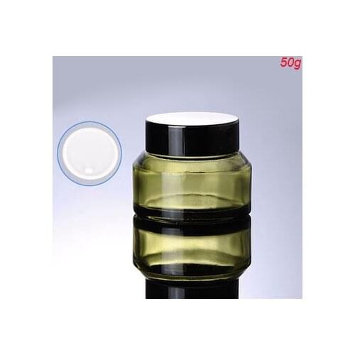 50G green glass cream jar with black lid cream jar Cosmetic Jar Cosmetic Packaging glass bottle