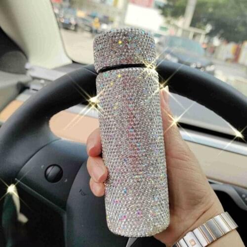 Handmade diamond insulated water cup portable food stainless steel flask water bottle girl heart vacuum Tumbler Cup lovely gift