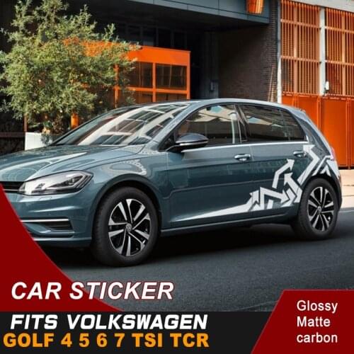 Car Decals Fit For VOLKSWAGEN GOLF 4 5 6 7 TSI TCR Car Body Arrow Shape Racing Vinyl Graphic Cool Car Stickers Accessories