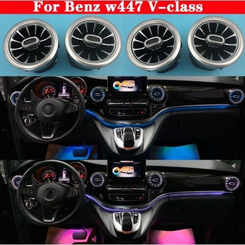 Car Front Vent Ambient light For Benz w447 V-class interior Air Outlet glow 3/64 Colors decorative illumination LED lights lamp